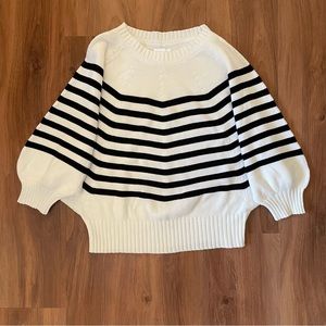 SUNDAYS (We Are Sundays) White Sweater with Black Stripes Cotton